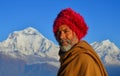 Local man on mountain in Khopra Village, Nepal