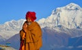 Local man on mountain in Khopra Village, Nepal