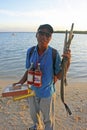 Local man selling souvenirs at Boca Chica beach Royalty Free Stock Photo