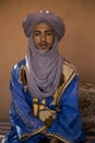 Local man in traditional clothing in Kasbah Ait Ben Haddou in the Atlas Mountains, Morocco.