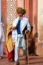 Local man walking outside Jama Masjid in Fatehpur Sikri, Uttar P
