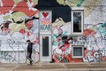 Local Man Wearing Face Mask Walking on the Streets of Toronto During Coronavirus Pandemic in Ontario, Canada