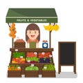 Local market farmer selling vegetables produce. Royalty Free Stock Photo