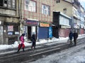 Local market of shimla covered with snow.