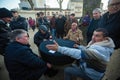 Local men playing cards in the Park. Porto Royalty Free Stock Photo