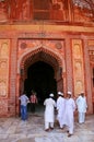Local men standing in the courtyard of Jama Masjid in Fatehpur S