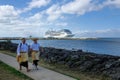 Local men walking at the waterfront in Nuku`alofa on Tongatapu i