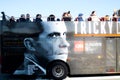 Local metro bus with advertisement for Richard Nixon TV program