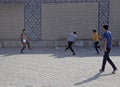 Local native kids playing football in Samarkand, Uzbekistan