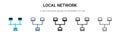 Local network icon in filled, thin line, outline and stroke style. Vector illustration of two colored and black local network