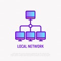 Local network thin line icon. Modern vector illustration of computer connection