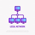 Local network thin line icon. Modern vector illustration of computer connection