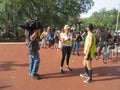 Local news interviewing protestor at BLM protest.