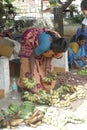 Local outdoor vegetable market in Chitambaram