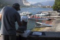 Local painter at work in Stresa, Lake Maggiore.