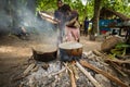 Local people cooking on the beach in Vanuatu