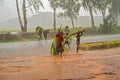 Local people crossing the road in Malawi