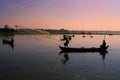 Local people fishing at sunset, Amarapura, Myanmar