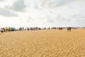 Local people relaxing at the Negombo beach in Sri Lanka on public holiday of the Vesak day