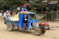 Local people riding in a truck at Ayeyarwady river port in Mandalay, Myanmar Royalty Free Stock Photo