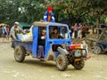 Local people riding in a truck at Ayeyarwady river port in Mandalay, Myanmar Royalty Free Stock Photo