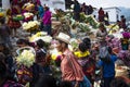 Local people in a street market in the town of Chichicastenango, in Guatemala