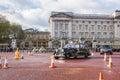 Local people and tourist greet and welcome vintage Royal family car vehicles leave the Buckingham palace
