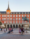 Local people and tourists at the Plaza Mayor (Town square) in the heart of Madrid, Spain. Royalty Free Stock Photo