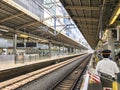 Local people and tourists waiting for the trains in Shin-Yokohama train station Royalty Free Stock Photo