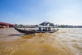 Traditional boat in the middle of Musi River, Palembang, Indonesia. Royalty Free Stock Photo