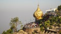 Local pilgrims at the buddhist site Kyaiktiyo Golden Rock Pagoda near Yangon, Burma