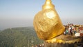 Local pilgrims at the buddhist site Kyaiktiyo Golden Rock Pagoda near Yangon, Burma