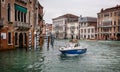 Local police boat on the Grand Canal in Venice, Italy Royalty Free Stock Photo