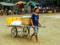 Local pulling cart at Ayeyarwady river port in Mandalay, Myanmar