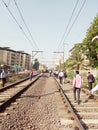 Local railway train track india