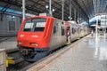 Local red train at Rossio Railway Station. Lisbon. Portugal Royalty Free Stock Photo