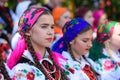 Lowicz / Poland - May 31.2018: Local, regional choir of young women and men dressed in folklore costumes.