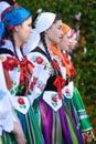 Lowicz / Poland - May 31.2018: Local, regional choir of young women and men dressed in folklore costumes.