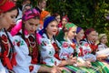 Lowicz / Poland - May 31.2018: Local, regional choir of young women and men dressed in folklore costumes.