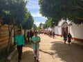 Local residents walking in the Calenda San Pedro in Oaxaca.