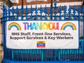 A local school Thank You NHS banner displayed on fence.