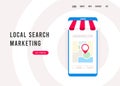 Local Search Marketing online business strategy concept. Find customers with local seo or locally business advertising