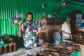 Local Seller of Dried Fish on the Central Maldivian Market of Male City