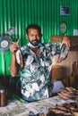 Local Seller of Dried Fish on the Central Maldivian Market of Male City