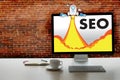 Local SEO Concept Business team hands at work with financial rep