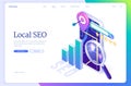 Local SEO isometric landing page, business ranking