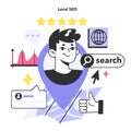 Local SEO optimization. Local search strategy helping small business