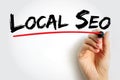 Local Seo - practice of optimizing a website in order to increase traffic, leads and brand awareness from local search, text