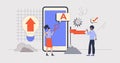 Local SEO and website search engine optimization retro tiny person concept