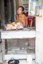 Local shop. Local woman. Stone Town, Zanzibar. Tanzania Royalty Free Stock Photo